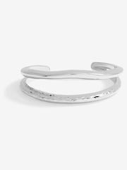 Jon Richard Silver Tone Hammered Polished Cuff Bracelet - Image 1 of 2