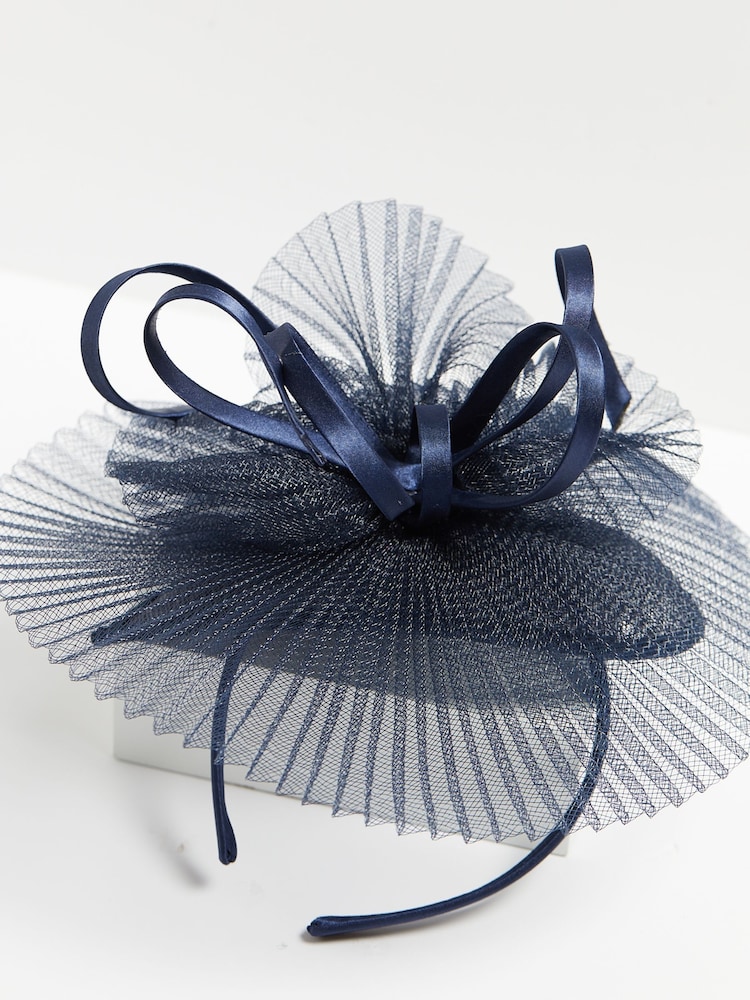 Jon Richard Blue Jon Richard Pleated Fascinator - Image 2 of 4