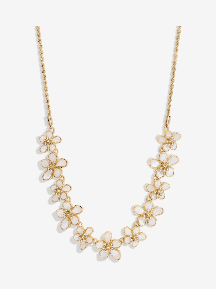 Jon Richard Gold Tone Mother Of Pearl Floral Necklace - Image 1 of 4