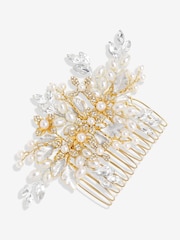Jon Richard Gold Pearl Crystal Floral Comb - Image 1 of 3