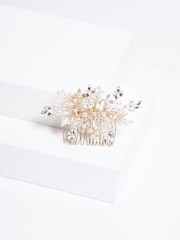 Jon Richard Gold Pearl Crystal Floral Comb - Image 3 of 3