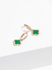 Jon Richard Gold Tone Malachite Clover Earrings - Image 2 of 3