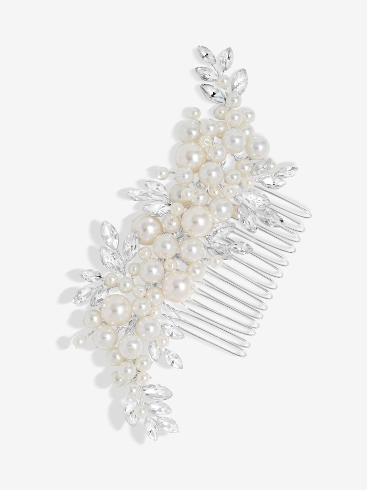 Jon Richard Silver Pearl Leaf Hair Comb - Image 1 of 3