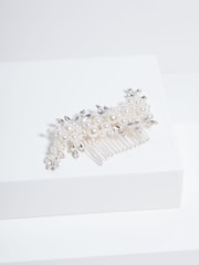 Jon Richard Silver Pearl Leaf Hair Comb - Image 2 of 3