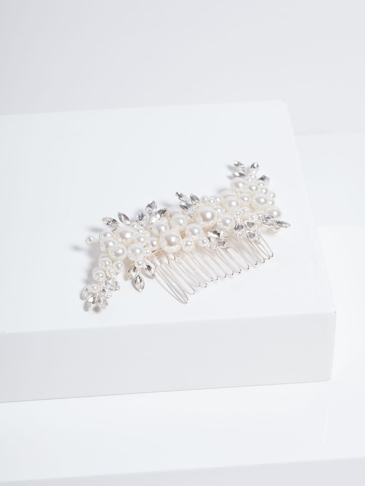 Jon Richard Silver Pearl Leaf Hair Comb - Image 2 of 3