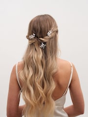 Jon Richard Gold Mother Of Pearl Floral Hair Pins - Image 3 of 4