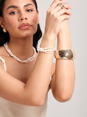Jon Richard Gold Tone Wide Polished Cuff Bracelet - Image 5 of 6