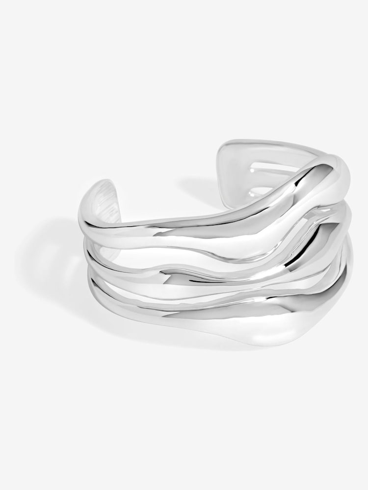 Jon Richard Silver Tone Multi Row Polished Cuff Bracelet - Image 1 of 3