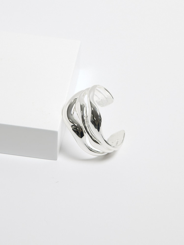 Jon Richard Silver Tone Multi Row Polished Cuff Bracelet - Image 2 of 3