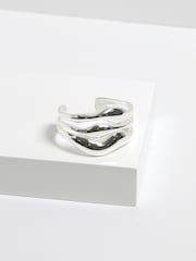 Jon Richard Silver Tone Multi Row Polished Cuff Bracelet - Image 3 of 3