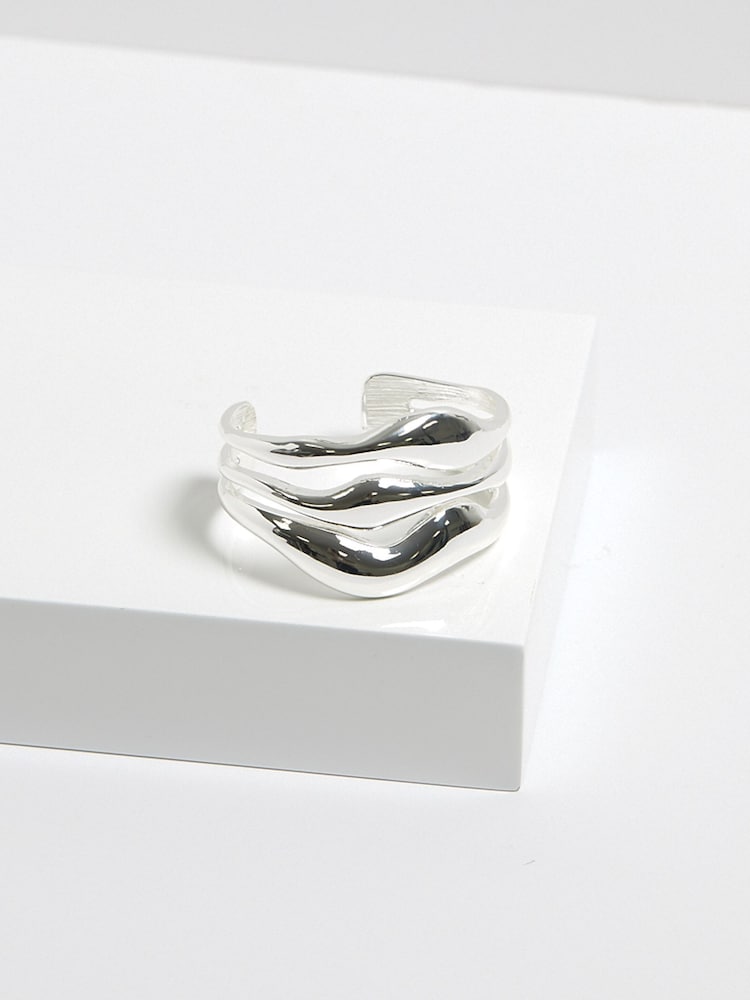 Jon Richard Silver Tone Multi Row Polished Cuff Bracelet - Image 3 of 3