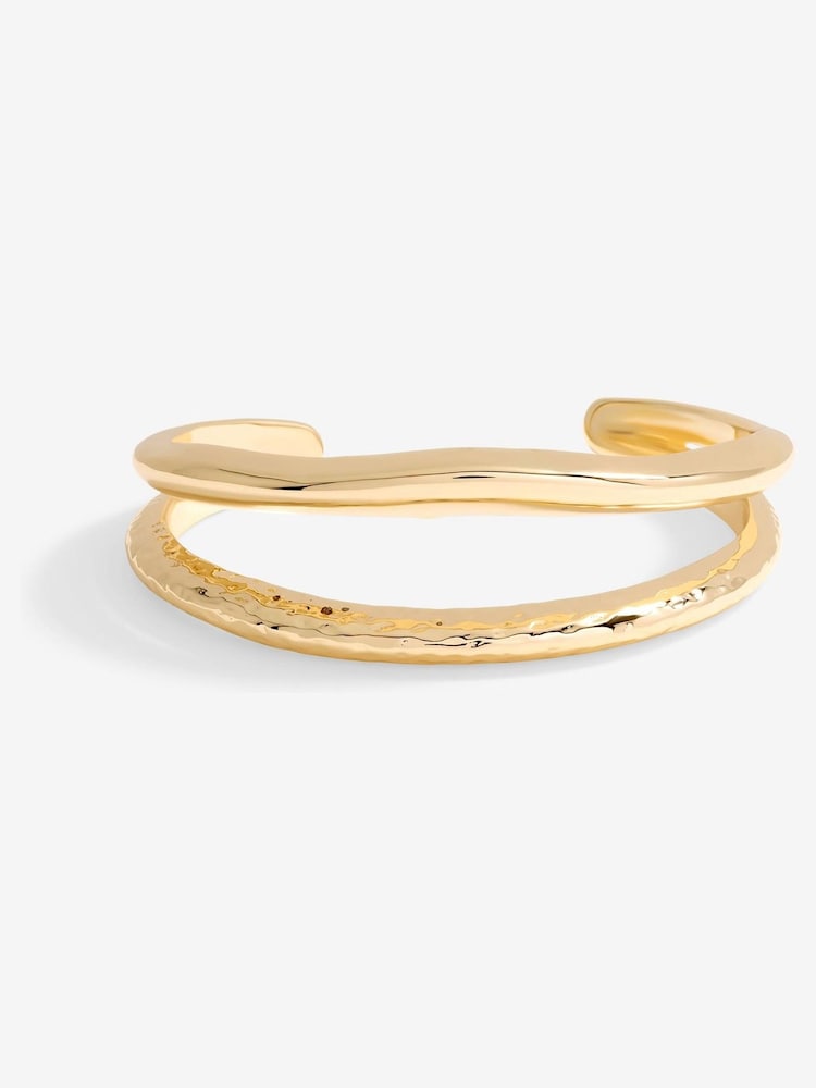 Jon Richard Gold Tone Hammered Polished Cuff Bracelet - Image 1 of 5