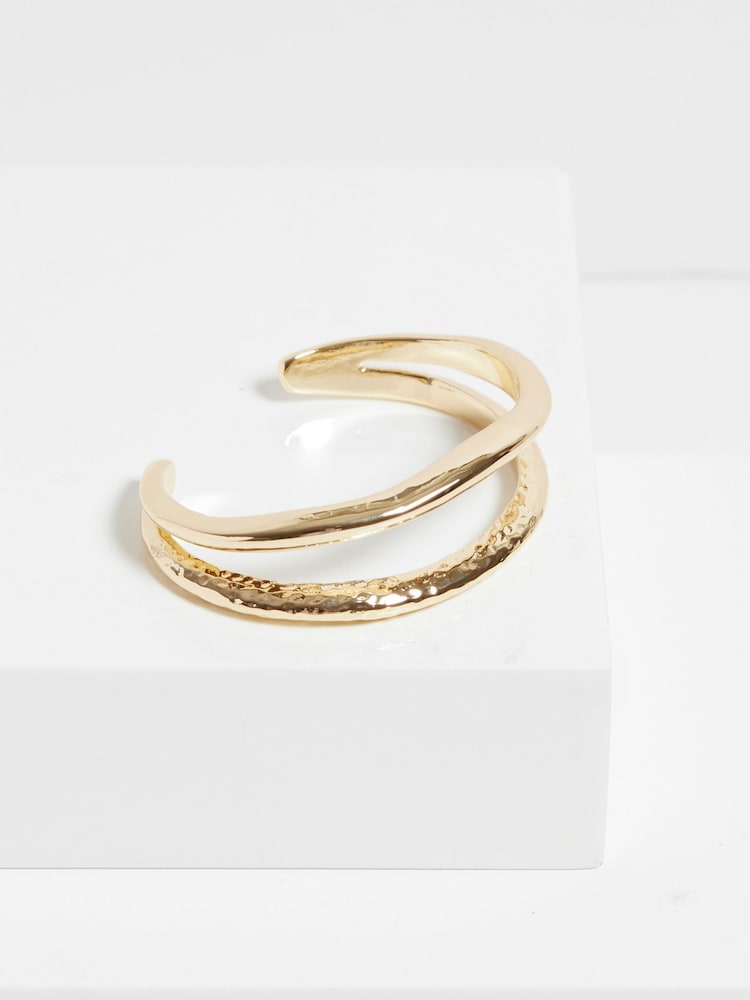 Jon Richard Gold Tone Hammered Polished Cuff Bracelet - Image 2 of 5