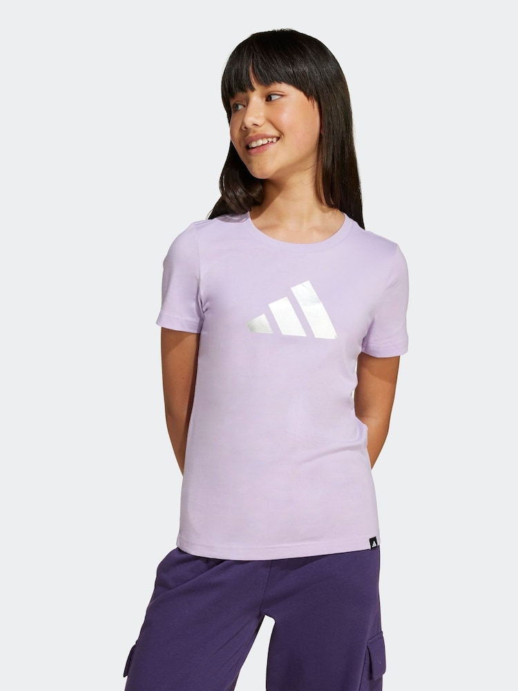 adidas Purple Everyday Glam Graphic Print Kids T-Shirt - Image 1 of 6 adidas Purple Everyday Glam Graphic Print Kids T-Shirt - Image 1 of 6