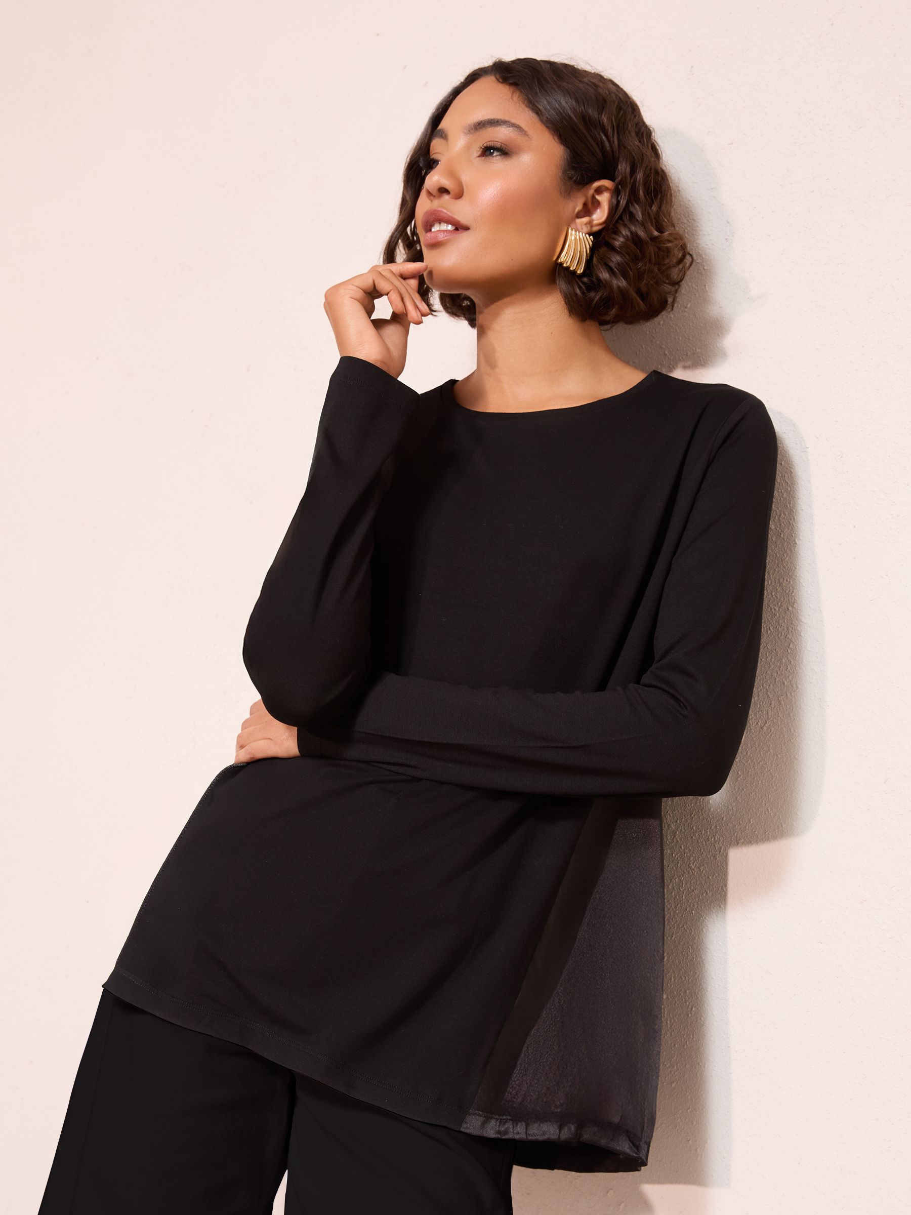 Buy Friends Like These Black Satin Insert Tunic from Next USA