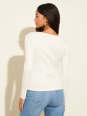 Friends Like These Cream Long Sleeve Rib Scoop Neck Top - Image 5 of 5