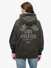 Superdry Grey Oversized Athletic Essentials Zip 100% Cotton Hoodie - Image 2 of 6