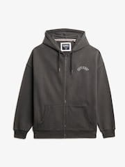 Superdry Grey Oversized Athletic Essentials Zip 100% Cotton Hoodie - Image 5 of 6