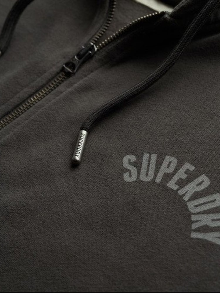 Superdry Grey Oversized Athletic Essentials Zip 100% Cotton Hoodie - Image 6 of 6