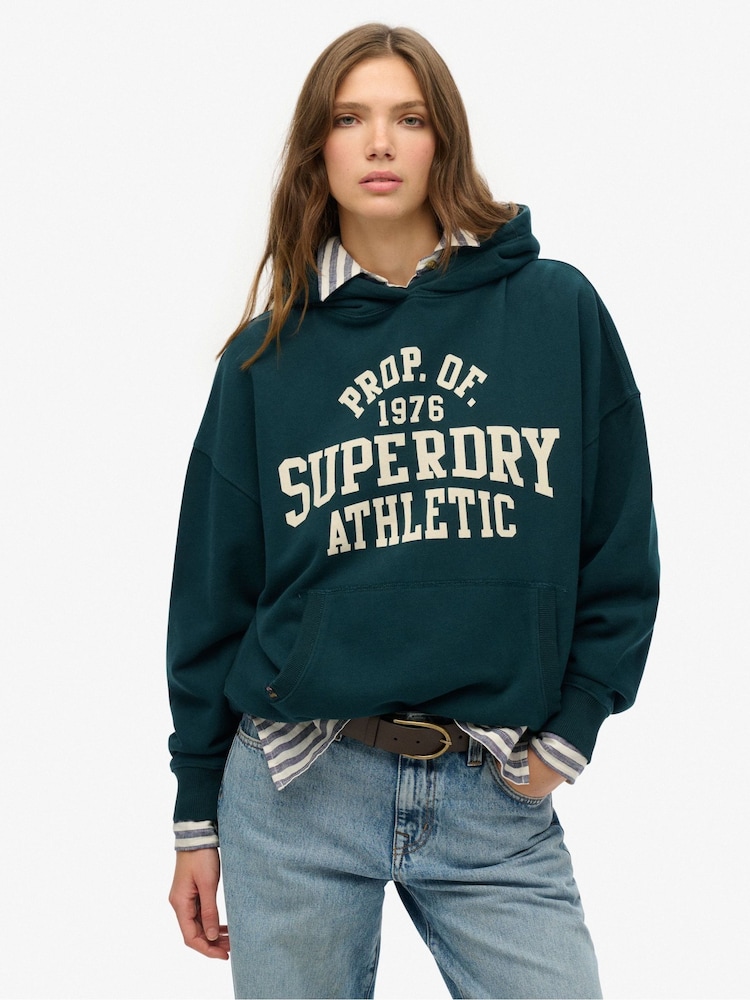 Sudadera básica de algodón 100 % y corte holgado con capucha Athletic de Superdry - Imagen 1 de 6