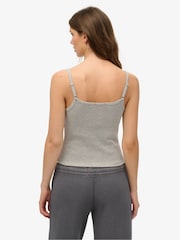 Superdry Grey Athletic Essentials Embroidered Button 100% Cotton Cami Top - Image 3 of 6