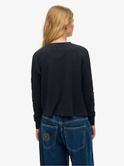 Superdry Blue 100% Cotton Athletic Essential Graphic Long Sleeve Top - Image 4 of 5