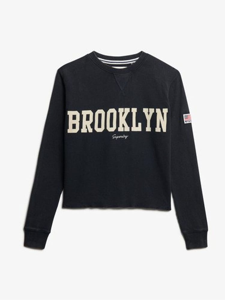 Superdry Blue 100% Cotton Athletic Essential Graphic Long Sleeve Top - Image 5 of 5