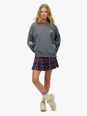 Superdry Grey Athletic Essentials Printed Crew 100% Cotton Sweatshirt - Image 3 of 6