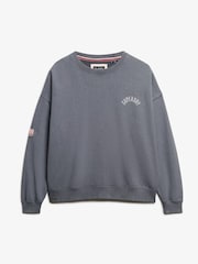 Superdry Grey Athletic Essentials Printed Crew 100% Cotton Sweatshirt - Image 5 of 6