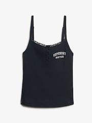 Superdry Blue Athletic Essentials Embroidered Button 100% Cotton Cami Top - Image 5 of 6