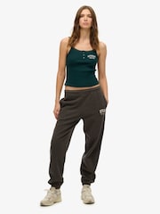 Superdry Green Athletic Essentials Embroidered Button 100% Cotton Cami Top - Image 3 of 6