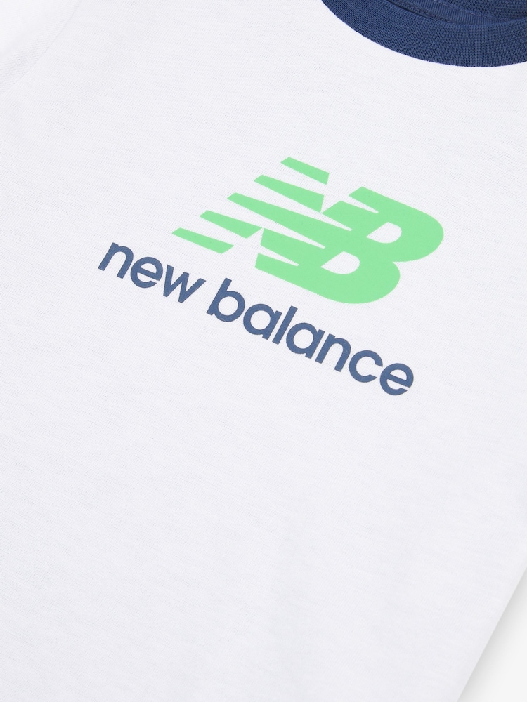 New Balance White Kids Jersey Ringer T-Shirt & Shorts Set - Image 4 of 5