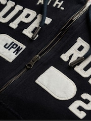 Superdry Black Athletic Essentials Relaxed Cropped Zip 100% Cotton Hoodie - Image 6 of 6