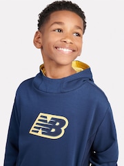 New Balance Blue Kids Hoops Panelled Hoodie - Image 4 of 6
