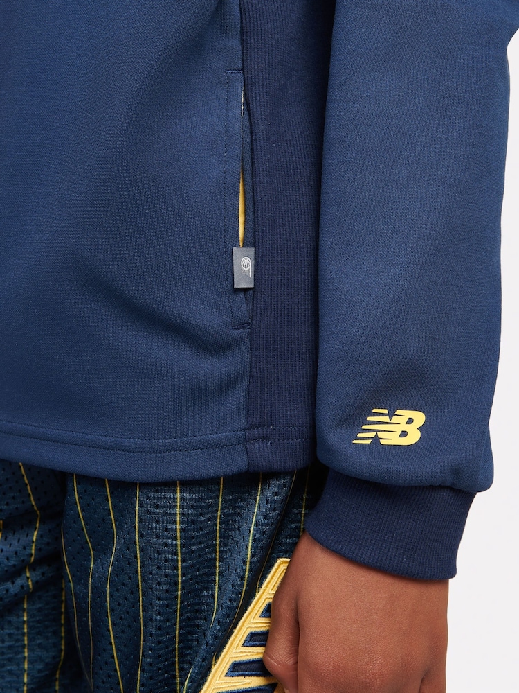 New Balance Blue Kids Hoops Panelled Hoodie - Image 6 of 6