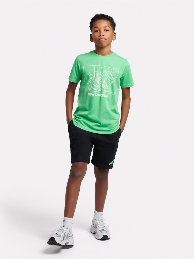 Verde - New Balance Kids The System Graphic 100% Cotton T-Shirt And Shorts Set - Imagen 1 de 11