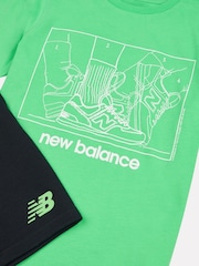 Verde - New Balance Kids The System Graphic 100% Cotton T-Shirt And Shorts Set - Imagen 9 de 11