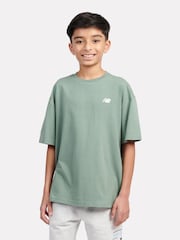 New Balance Green Kids Back Graphic Queue 100% Cotton T-Shirt - Image 1 of 10