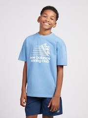 New Balance Blue Kids Running Club 100% Cotton T-Shirt - Image 1 of 9