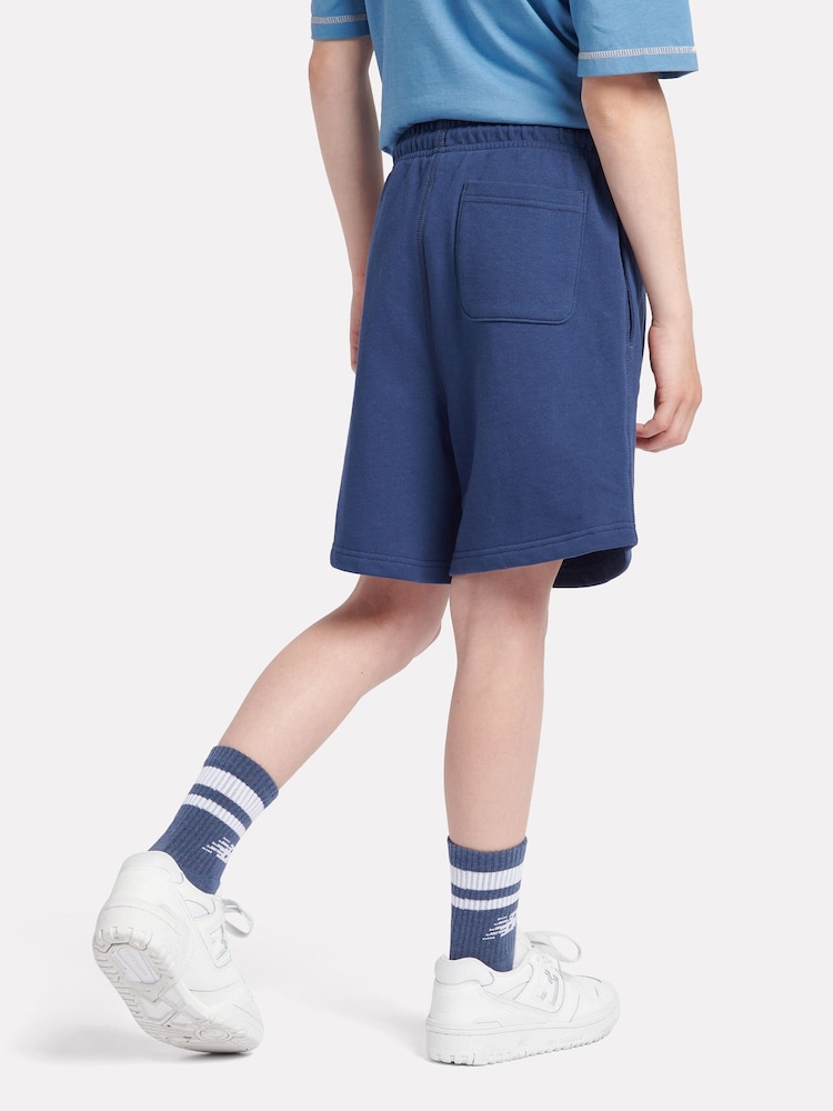 New Balance Light Blue Kids French Terry Small Logo 100% Cotton Shorts - Image 2 of 4