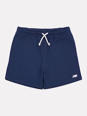 New Balance Light Blue Kids French Terry Small Logo 100% Cotton Shorts - Image 3 of 4