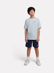 New Balance Light Blue French Terry Small Logo Cotton Shorts - Image 5 of 8
