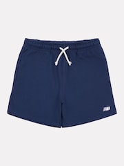 New Balance Light Blue French Terry Small Logo Cotton Shorts - Image 6 of 8