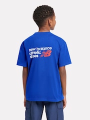 New Balance Blue Kids Athletic Shoes Back Graphic 100% Cotton T-Shirt - Image 3 of 7