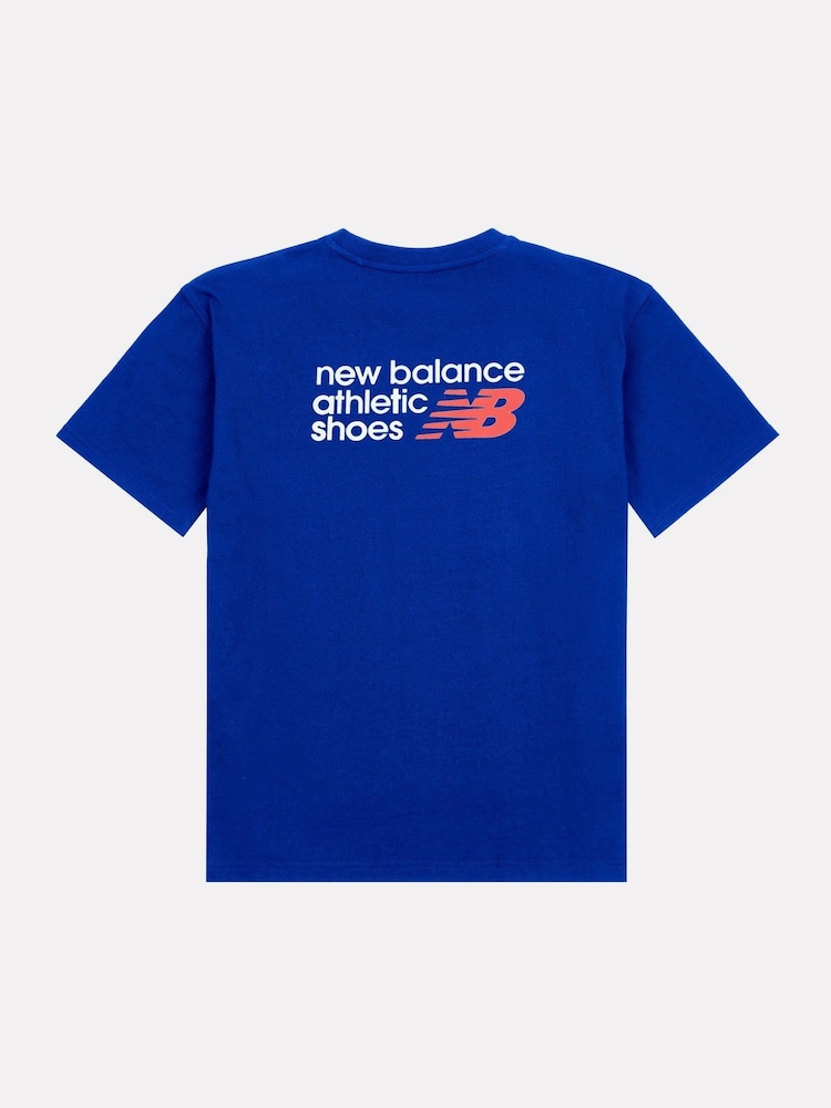 New Balance Blue Kids Athletic Shoes Back Graphic 100% Cotton T-Shirt - Image 7 of 7