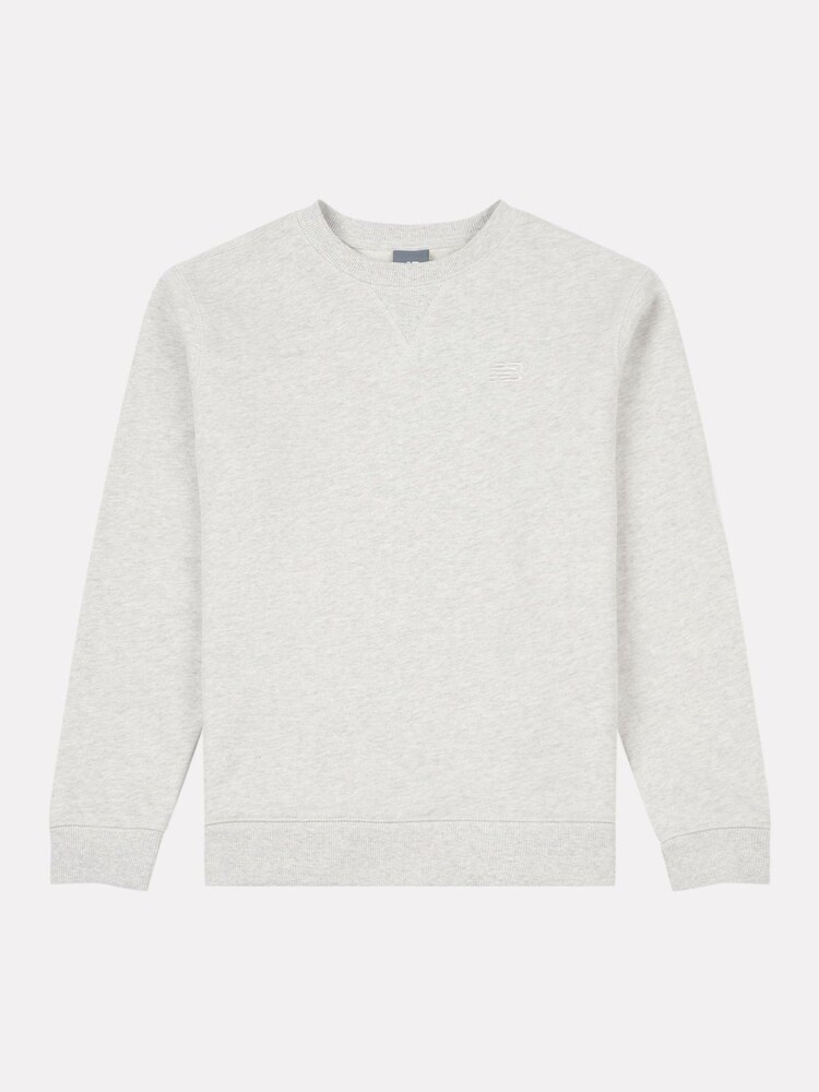 New Balance Grey Kids French Terry Small Logo Crew 100% Cotton Sweater - Image 1 of 3