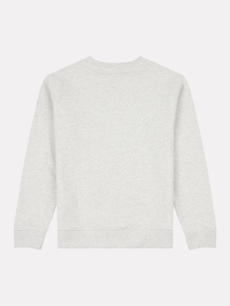 New Balance Grey Kids French Terry Small Logo Crew 100% Cotton Sweater - Image 2 of 3
