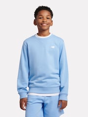 Blauw - New Balance Kids French Terry Small Logo Crew 100% Cotton Sweater - Image 1 of 5
