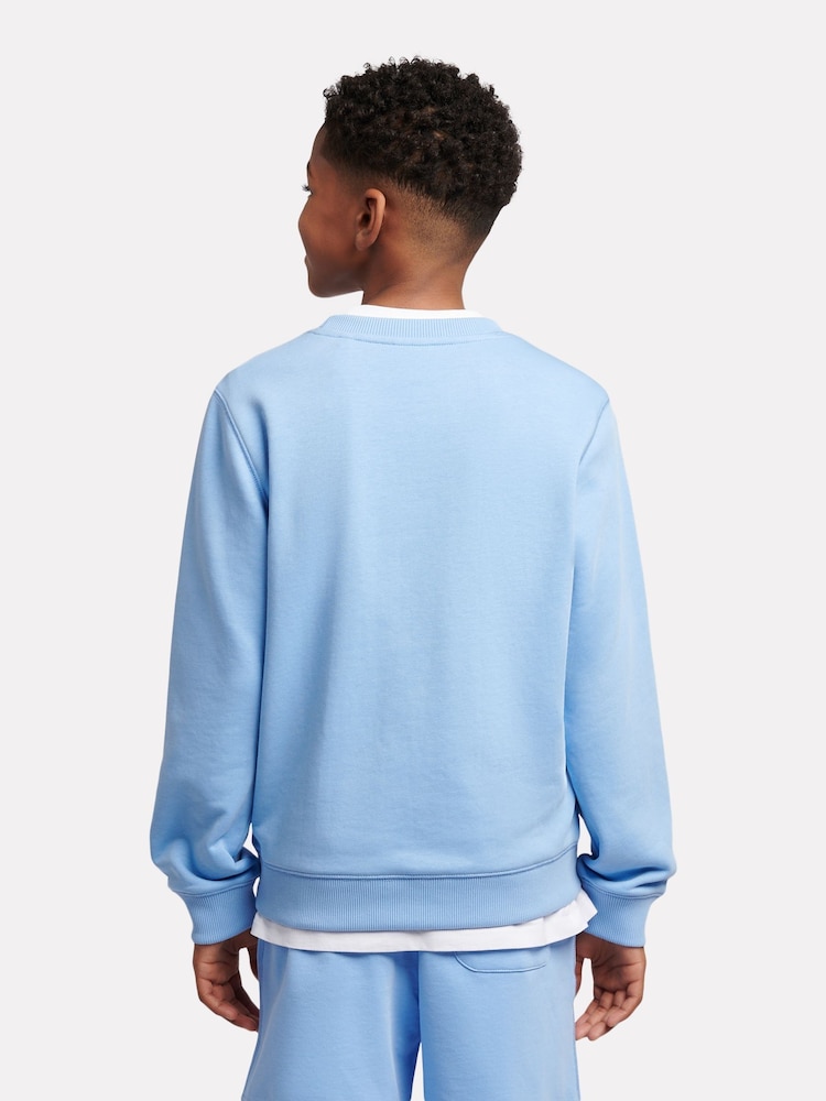 Blauw - New Balance Kids French Terry Small Logo Crew 100% Cotton Sweater - Image 3 of 5