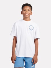 New Balance White Kids Circular Logo Graphic 100% Cotton T-Shirt - Image 1 of 10